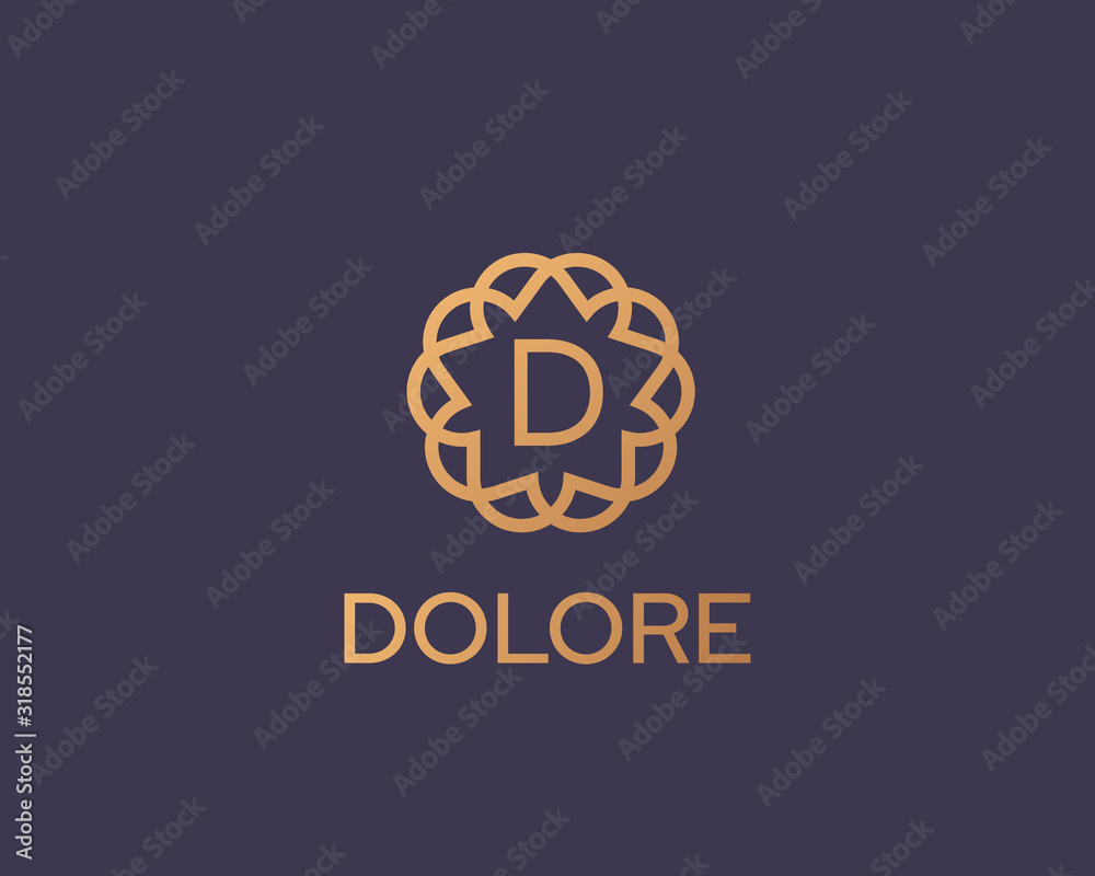 Premium letter D vector logotype. Elegant floral frame with letter icon logo. Alphabet symbol mark.