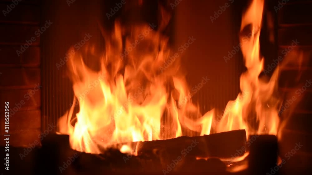 Burning red fire of woods in a fireplace Burning red fire of woods in a fireplace