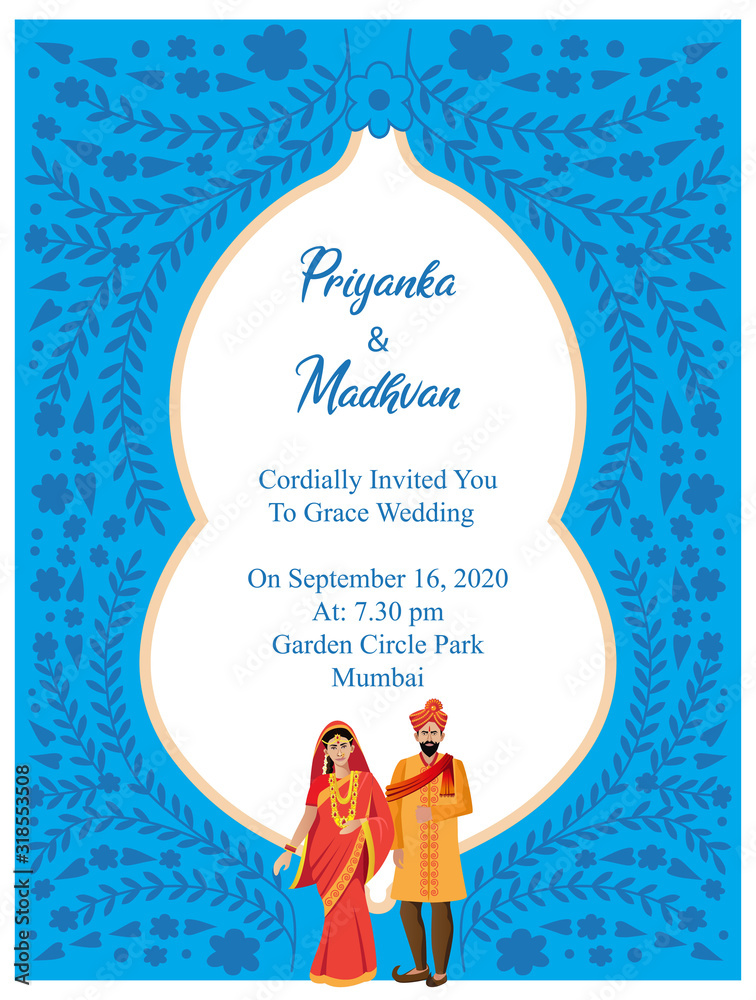 indian hindu wedding card invitation template design vector Stock ...