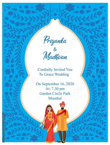 indian hindu wedding card invitation template design vector