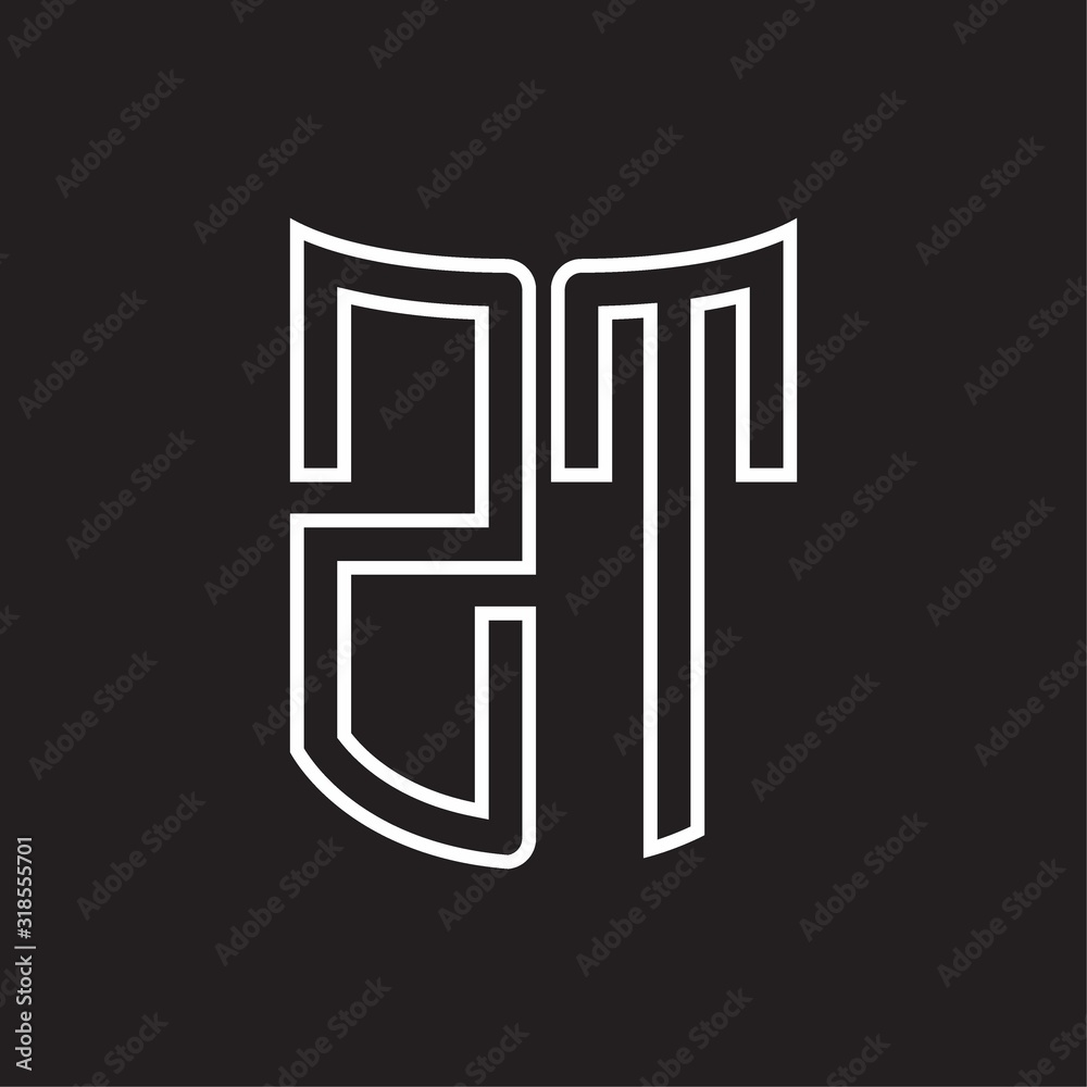 ZT Logo monogram with ribbon style outline design template ZT Logo monogram with ribbon style outline design template