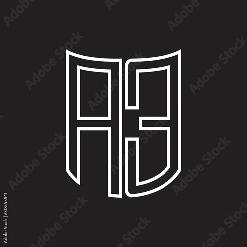 AE Logo monogram with ribbon style outline design template