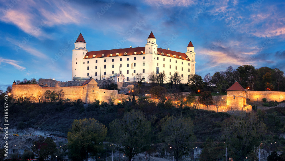 Bratislava castle at sunset, Slovakia