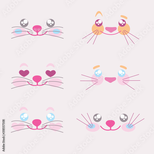 Kawai cartoon animal emojis set, cute illustration