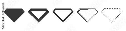 Vector diamond icons. Black diamond icons isolated