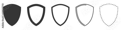 Shield vector icons. Set of black shields.