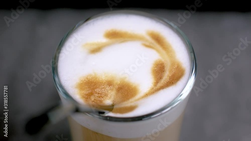 Top view latte art coffee