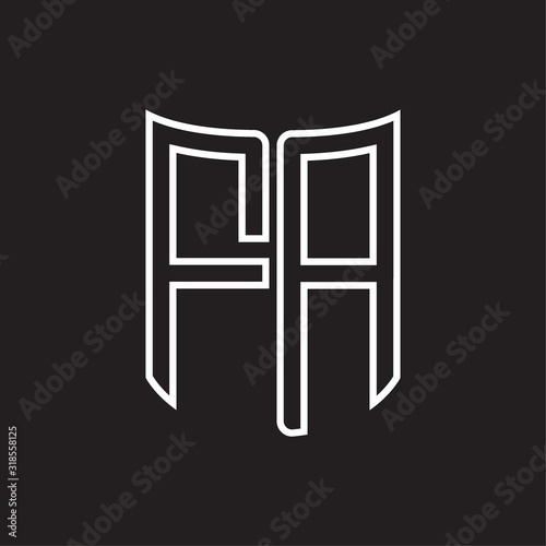 FA Logo monogram with ribbon style outline design template