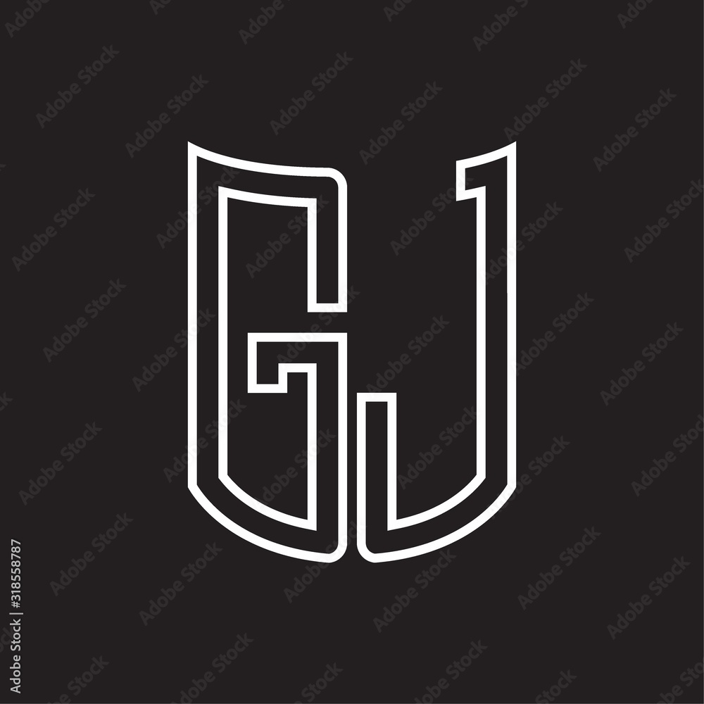 GJ Logo monogram with ribbon style outline design template GJ Logo monogram with ribbon style outline design template