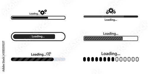 Set of Loading bar icon. Download progress. Process upload. Loading. Big set Load icon. Progress bar for upload download round process for Website