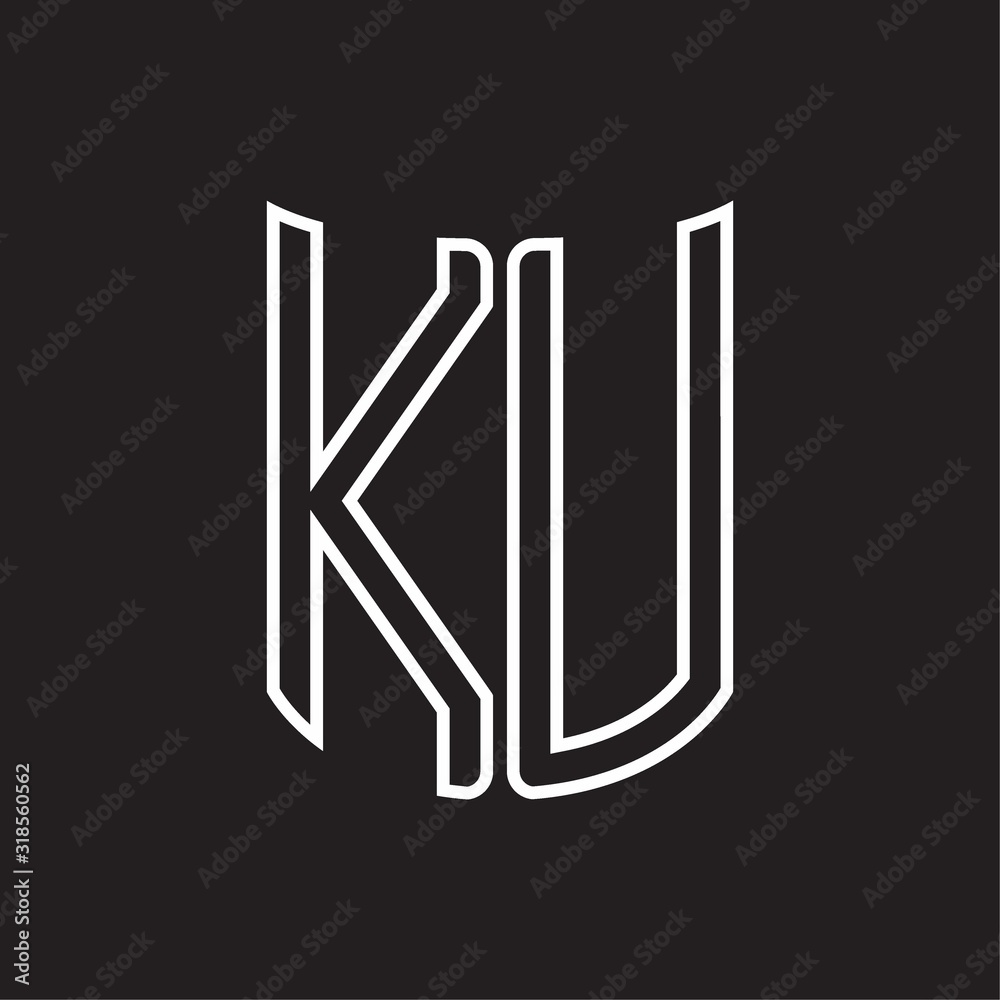 KU Logo monogram with ribbon style outline design template KU Logo monogram with ribbon style outline design template
