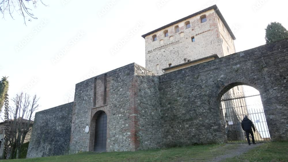 Bobbio, Italy, the facade of Malaspina Dal Verme Castle Bobbio, Italy, the facade of Malaspina Dal Verme Castle