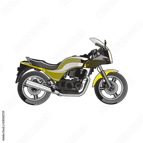 Motorcycle vector  realistic illustration. Black motorbike half-face with many details on a white background