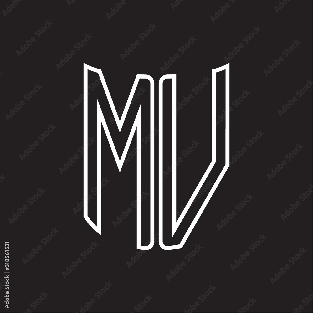 MV Logo monogram with ribbon style outline design template MV Logo monogram with ribbon style outline design template