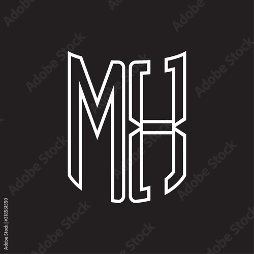 MX Logo monogram with ribbon style outline design template