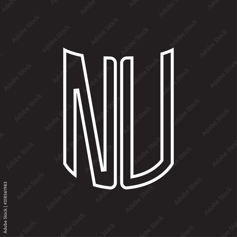 NU Logo monogram with ribbon style outline design template NU Logo monogram with ribbon style outline design template