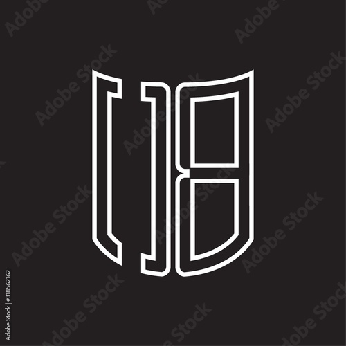 OB Logo monogram with ribbon style outline design template