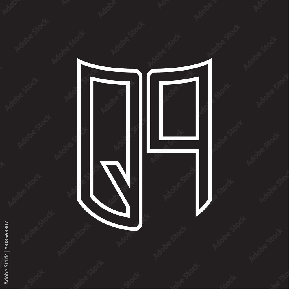 QP Logo monogram with ribbon style outline design template QP Logo monogram with ribbon style outline design template