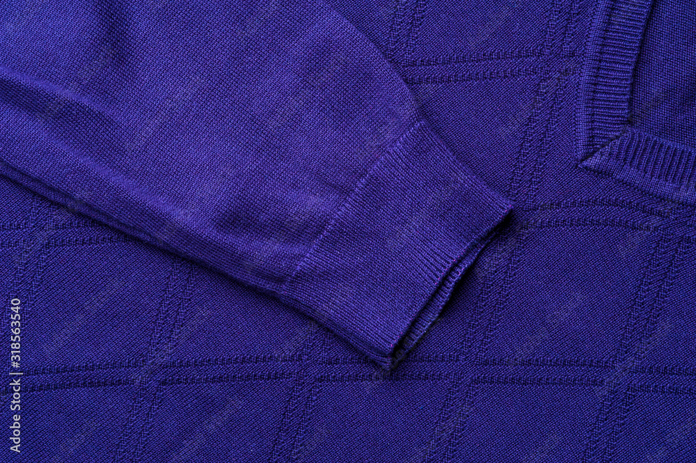 Fragment of the neck knitted blue sweatshirt Fragment of the neck knitted blue sweatshirt