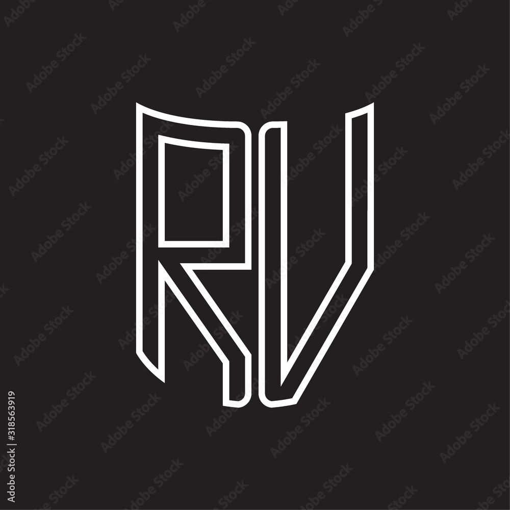 RV Logo monogram with ribbon style outline design template RV Logo monogram with ribbon style outline design template