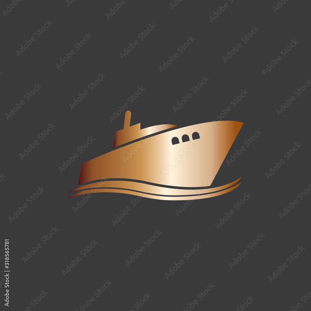 Yatch logo vector design on the sea illustration