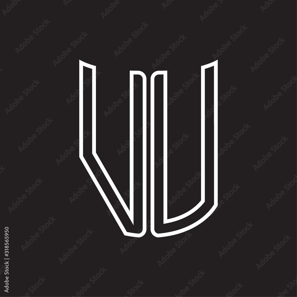 VU Logo monogram with ribbon style outline design template VU Logo monogram with ribbon style outline design template