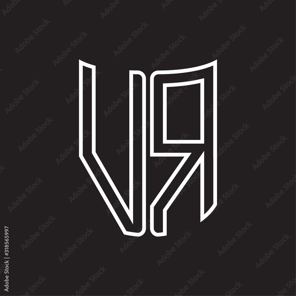VR Logo monogram with ribbon style outline design template VR Logo monogram with ribbon style outline design template