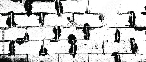 Aged stone wall texture. Grainy messy overlay of empty, aging, scratched wall. Grunge rough dirty background. Vector Illustration. Black isolated on white background. EPS10.