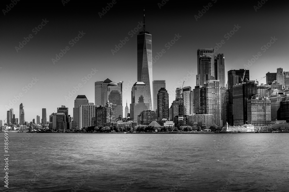 Fine art black and white of NYC skyline