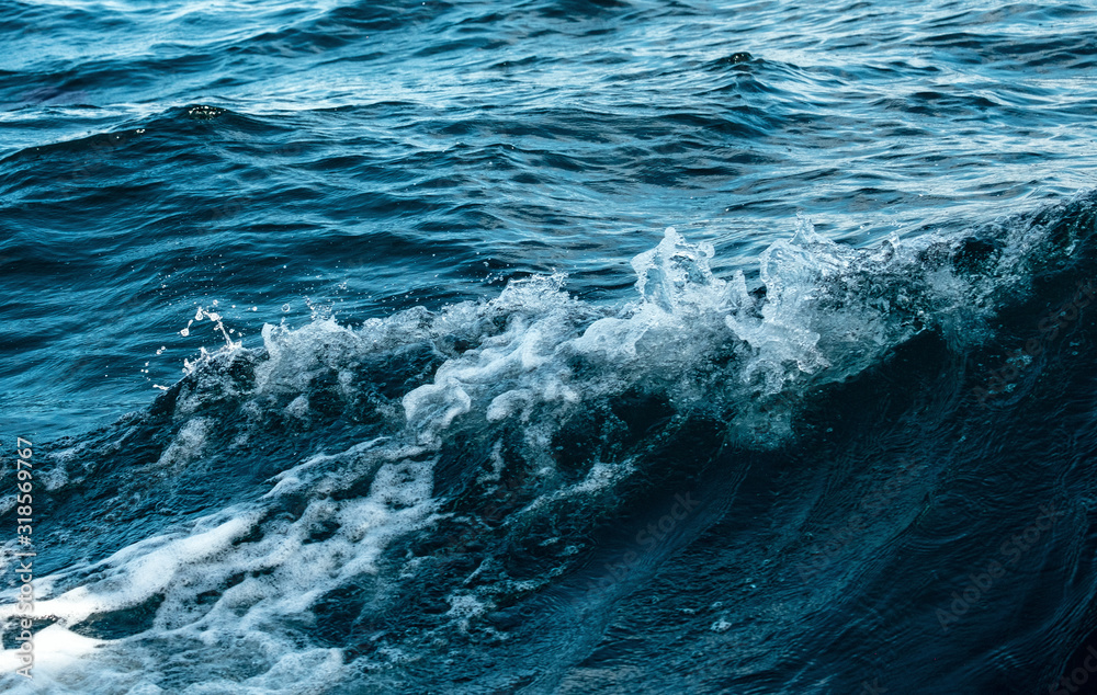 Splashing Waves in ocean close up