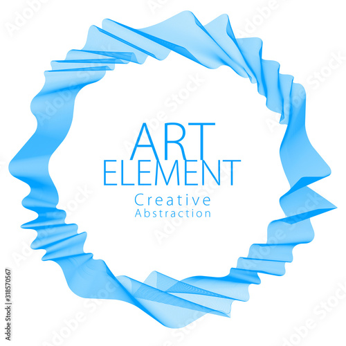 Flowing smooth linear frame in a shape of circle. Vector abstract artistic beautiful background with copy space for text.  Isolated over white background.