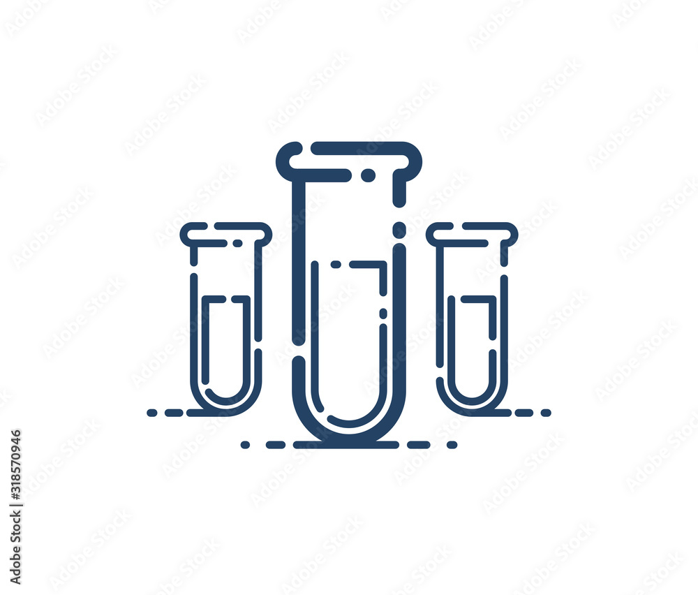 Test tube vector simple linear icon, science chemistry and medicine analysis line art symbol, laboratory research.