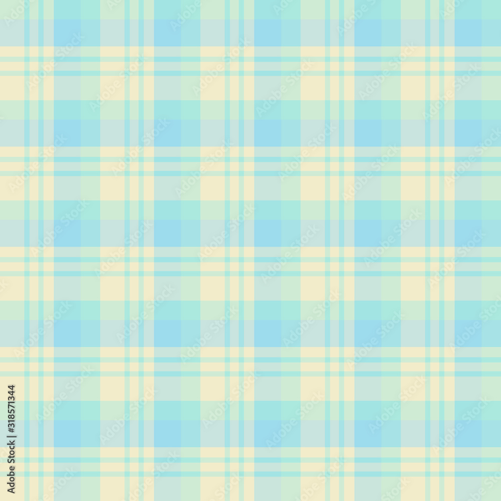Seamless pattern in gentle pastel yellow, blue and green colors for plaid, fabric, textile, clothes, tablecloth and other things. Vector image.