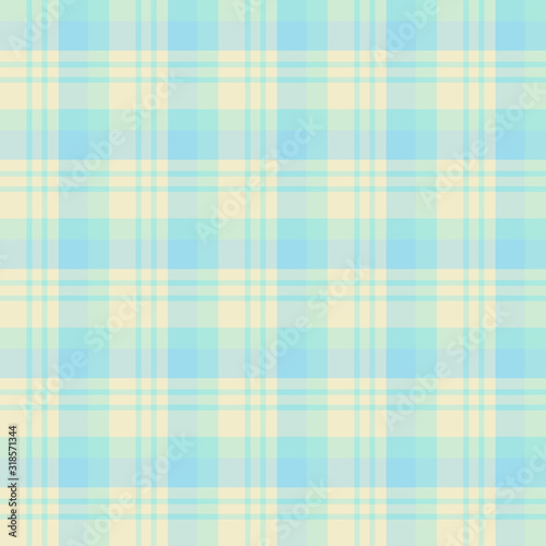 Seamless pattern in gentle pastel yellow, blue and green colors for plaid, fabric, textile, clothes, tablecloth and other things. Vector image.