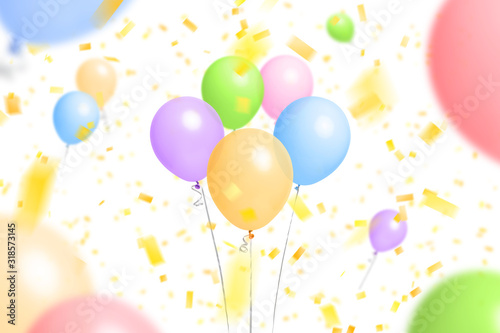 Balloons celebration background on white