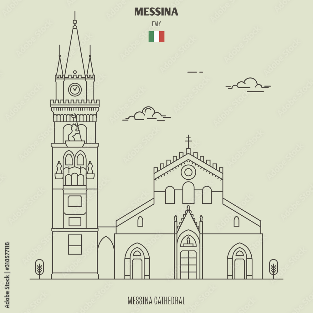 Messina cathedral, Italy. Landmark icon