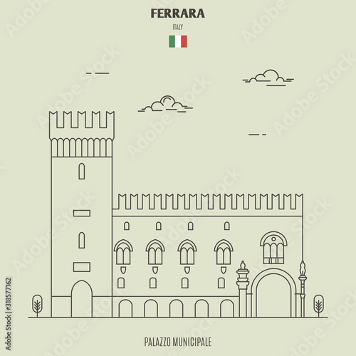 Wallpaper Mural Palazzo Municipale in Ferrara, Italy. Landmark icon Torontodigital.ca