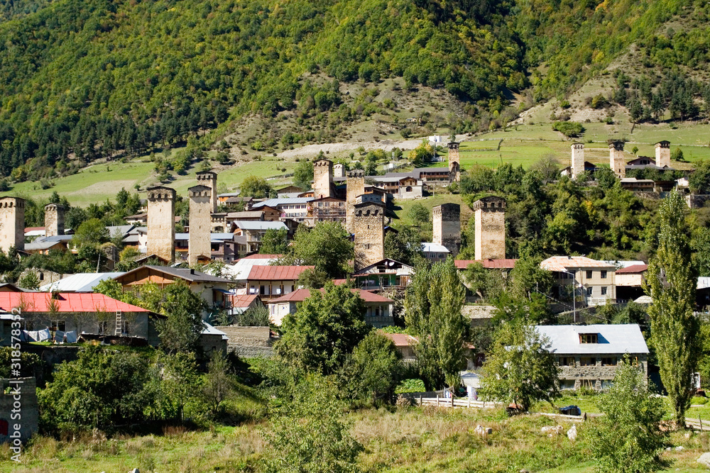 Svan towers are the main attraction of Mestia, a village in Svaneti, a mountainous region of Georgia. The towers of the VIII-XVIII centuries - ancestral constructions for housing and for protection