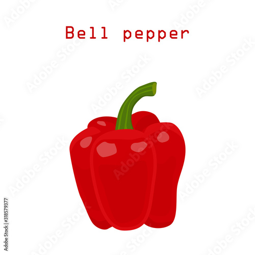 Red bell pepper - ingredient for vegetarian nutrition. Isolate on a white background. Vector illustration.