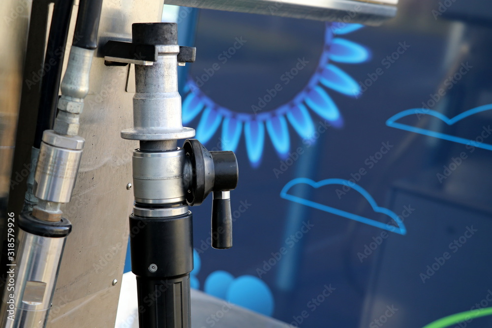Fototapeta premium Dispenser Injector Nozzle LPG Gun on the LPG gas station 
