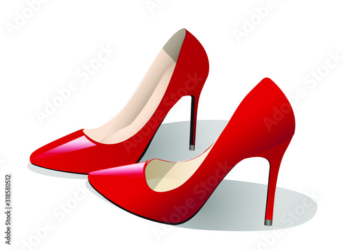 Beautiful female red high heel shoes