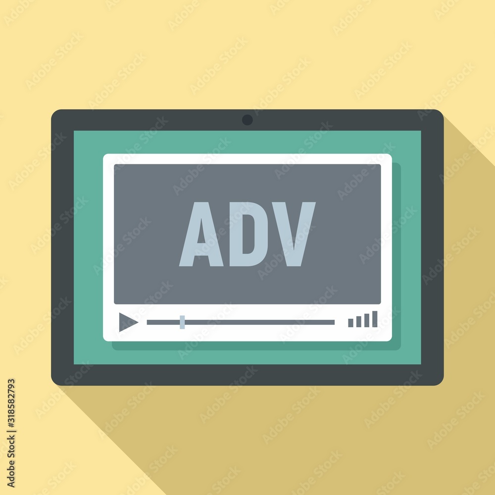 Video advertising icon. Flat illustration of video advertising vector icon for web design Video advertising icon. Flat illustration of video advertising vector icon for web design