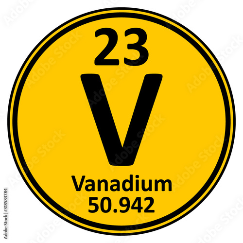 Periodic table element vanadium icon.