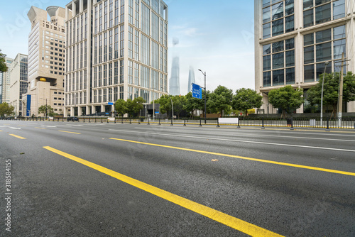 Expressways and skyscrapers in Lujiazui financial center, Shanghai, China