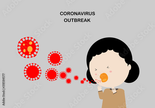 Concepts of people coughing and spreading of corona virus 2019
