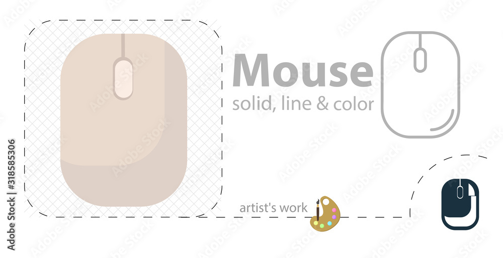 computer mouse flat, solid, line icon computer mouse flat, solid, line icon