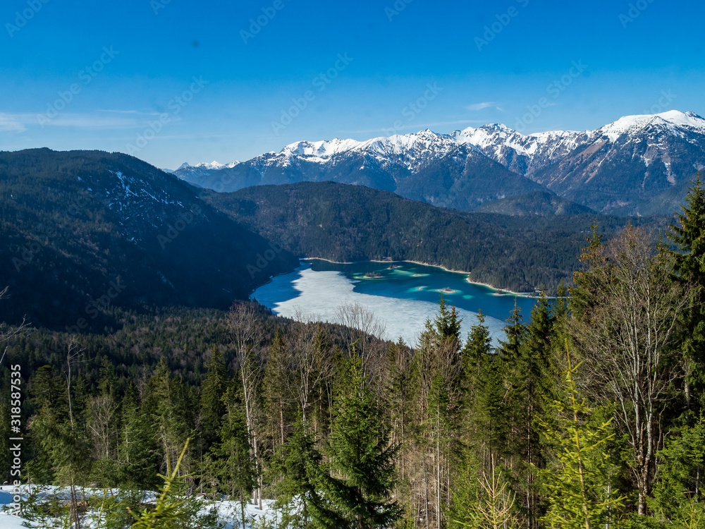 Eibsee lake from Zugspitzplatt view point, Zugpitze Germany Eibsee lake from Zugspitzplatt view point, Zugpitze Germany