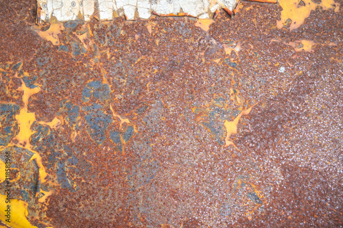 Rusty metal background with streaks of rust. Rust stains. Rysty corrosion. rust on old metal background