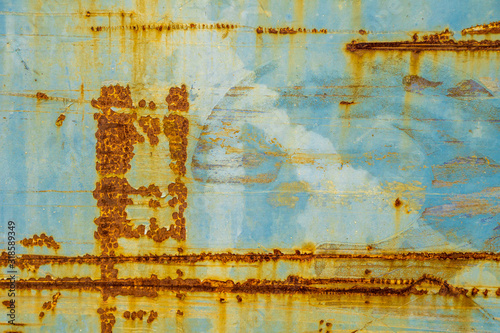 Rusty metal background with streaks of rust. Rust stains. Rysty corrosion. rust on old metal background