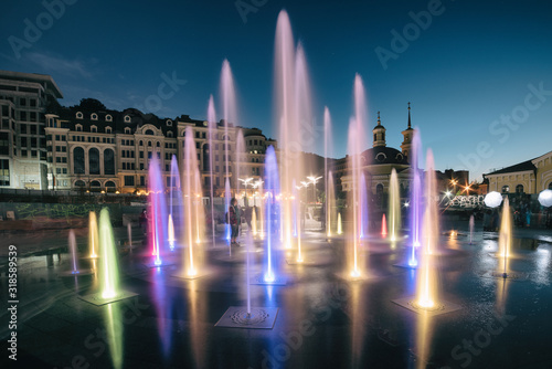 Musical colorful fountain